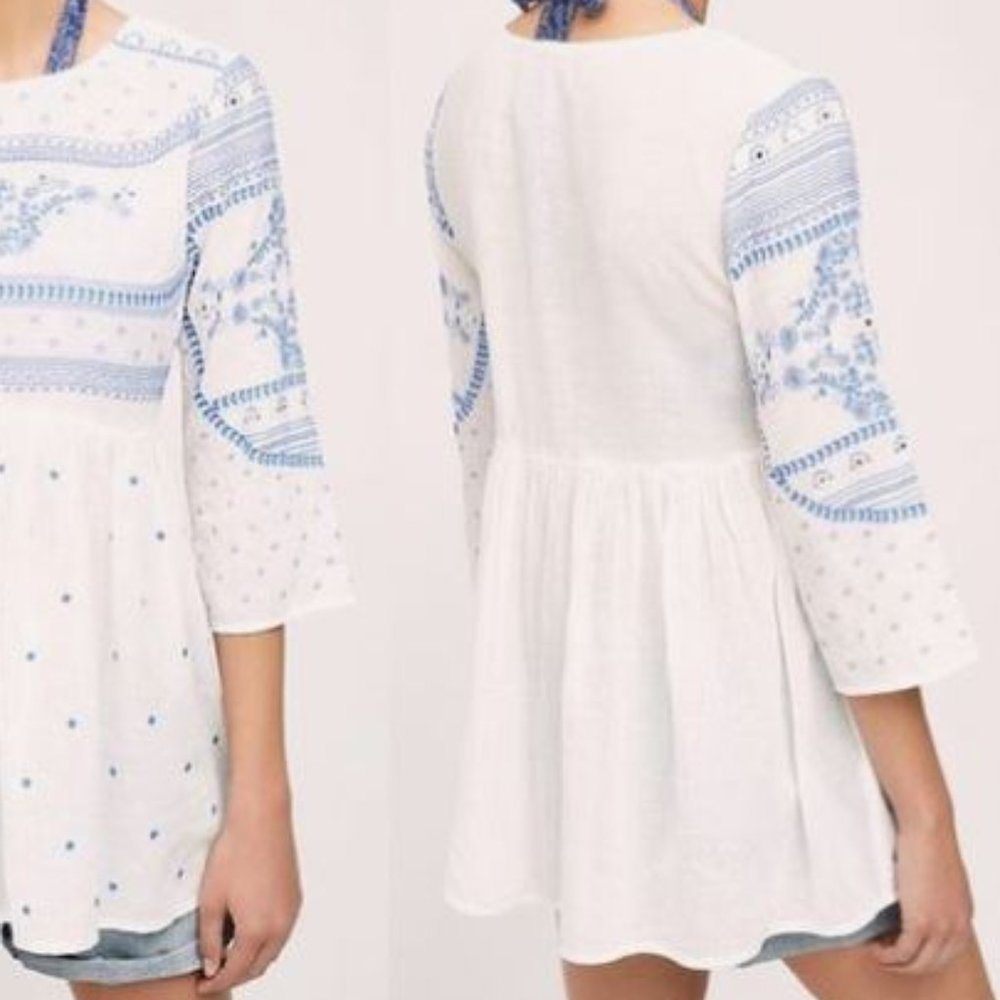 Anthropologie Mermaid Tunic Boho Top Blouse Tee B - Picture 2 of 11